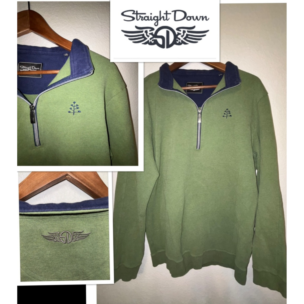 RARE Straight Down Mens M Performance Logo Embroidered Golf Tenniscore Sweater